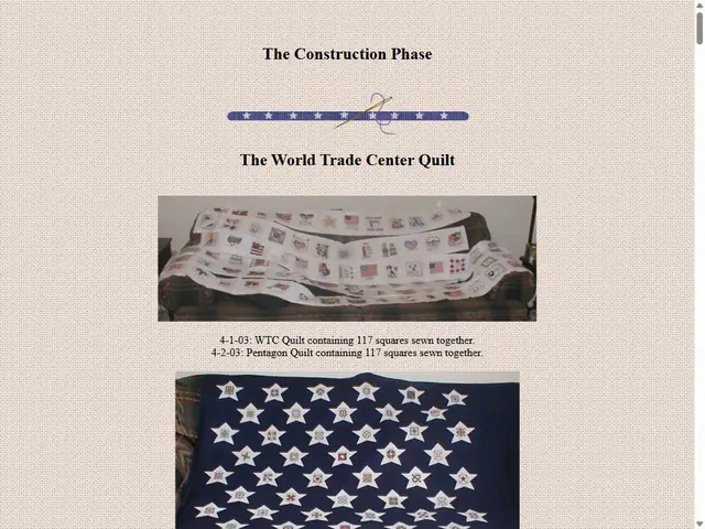Screenshot of the original WTCQuilt.com: The construction diary