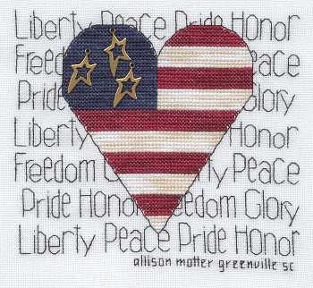 Cross-stitched memorial square by Allison Motter