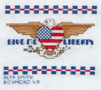 Cross-stitched memorial square by Alta Smith