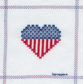Cross-stitched memorial square by B. Przepiora