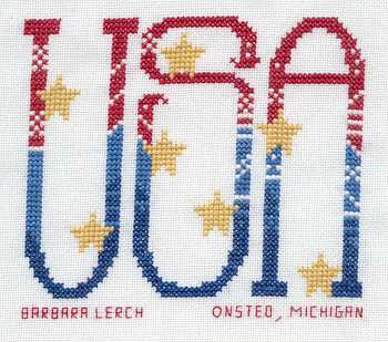 Cross-stitched memorial square by Barbara Lerch