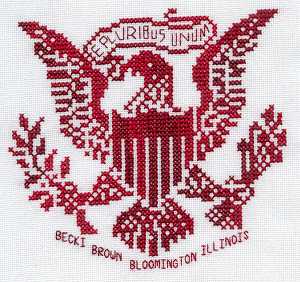 Cross-stitched memorial square by Becki Brown
