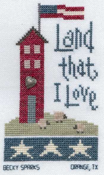 Cross-stitched memorial square by Becky Sparks