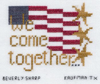 Cross-stitched memorial square by Beverly Sharp