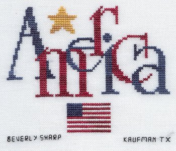 Cross-stitched memorial square by Beverly Sharp