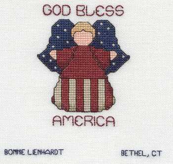 Cross-stitched memorial square by Bonnie Lienhardt