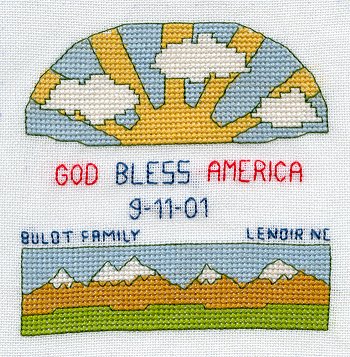 Cross-stitched memorial square by Carole Bulot