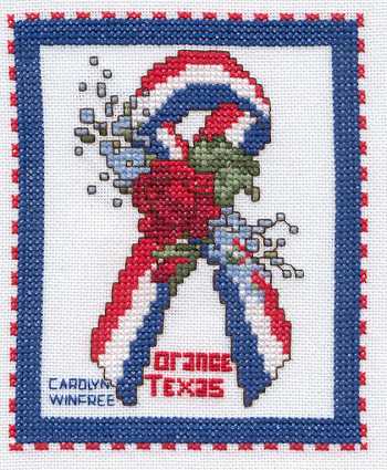 Cross-stitched memorial square by Carolyn Winfree