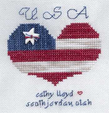 Cross-stitched memorial square by Cathy Lloyd