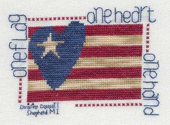 Cross-stitched memorial square by Christine Casazatt