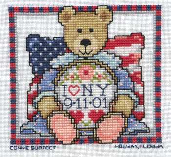 Cross-stitched memorial square by Connie Subject