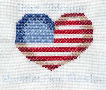 Cross-stitched memorial square by Dawn Ridenour