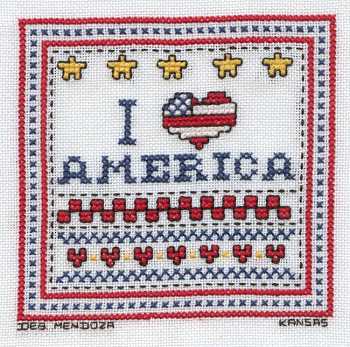 Cross-stitched memorial square by Debbie Mendoza