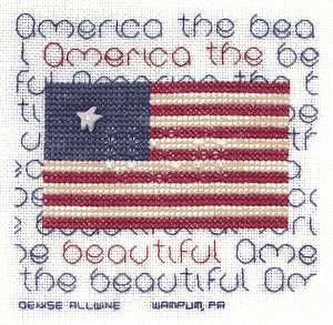 Cross-stitched memorial square by Denise Allwine