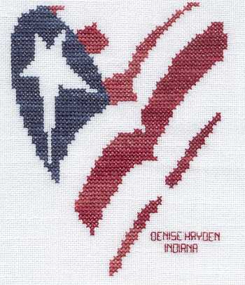 Cross-stitched memorial square by Denise Hayden