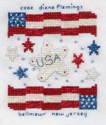 Cross-stitched memorial square by Diane Flemings