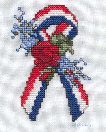 Cross-stitched memorial square by Donna Lynn Rogers