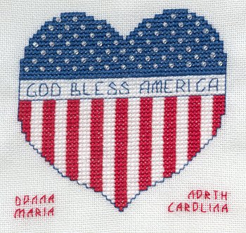 Cross-stitched memorial square by Donna Maria Kennon