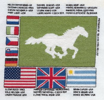Cross-stitched memorial square by Elena Rossi