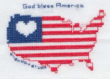 Cross-stitched memorial square by Ellen Gay