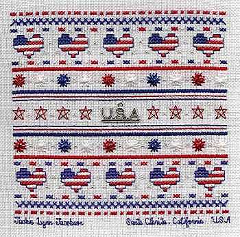 Cross-stitched memorial square by Jackie Jacobson