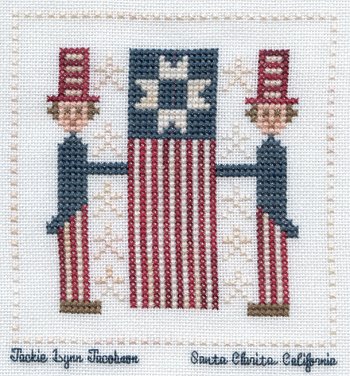 Cross-stitched memorial square by Jackie Jacobson