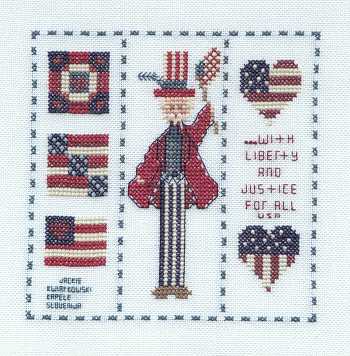 Cross-stitched memorial square by Jackie Kwiatkowski