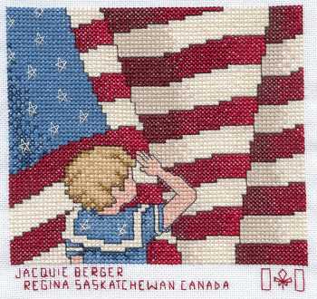 Cross-stitched memorial square by Jacquie Berger