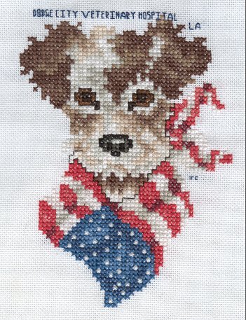 Cross-stitched memorial square by Jamie Combs