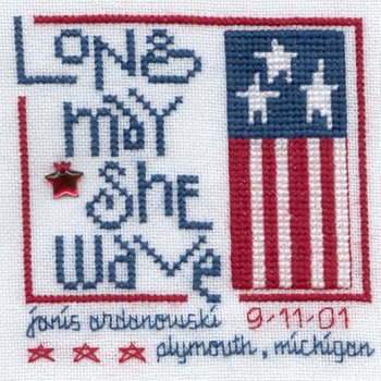 Cross-stitched memorial square by Janis Ardanowski