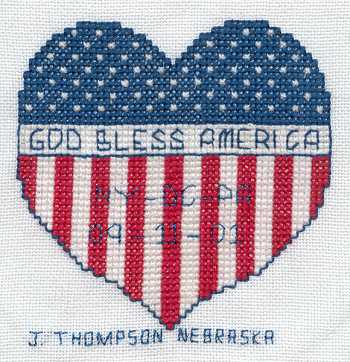 Cross-stitched memorial square by Jaymi Thompson