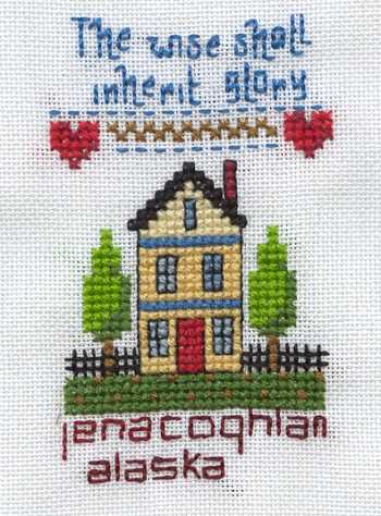 Cross-stitched memorial square by Jena Coghlan