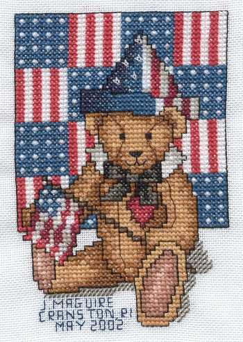 Cross-stitched memorial square by Jennifer Maguire