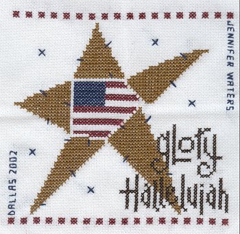 Cross-stitched memorial square by Jennifer Waters