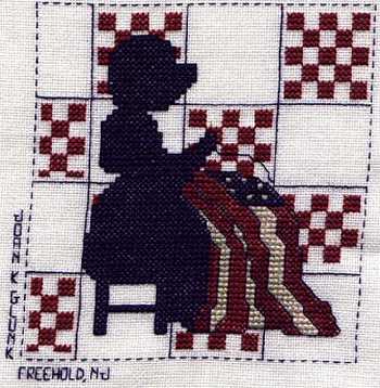 Cross-stitched memorial square by Joan Glunk