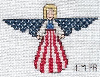 Cross-stitched memorial square by Joni Mowery