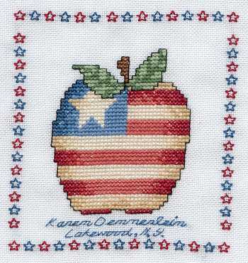 Cross-stitched memorial square by Karen Oemmerlein