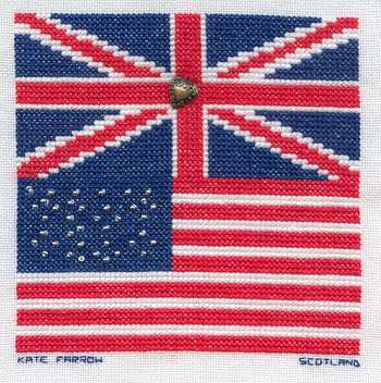 Cross-stitched memorial square by Kate Farrow