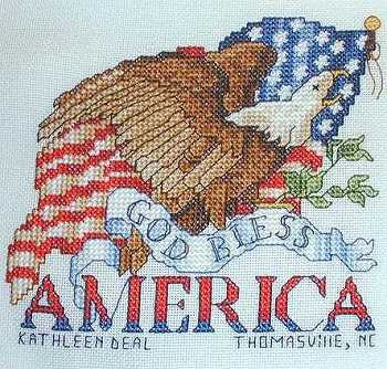 Cross-stitched memorial square by Kathleen Deal