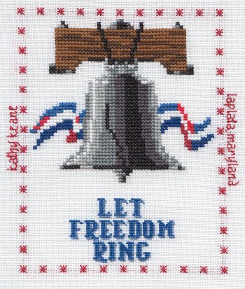 Cross-stitched memorial square by Kathy Keane