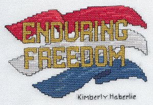 Cross-stitched memorial square by Kimberlie Haberlie