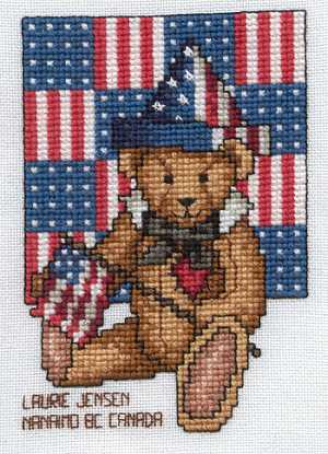Cross-stitched memorial square by Laurie Jensen