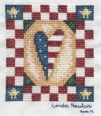 Cross-stitched memorial square by Linda Newton