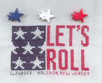 Cross-stitched memorial square by Linda Zuroff