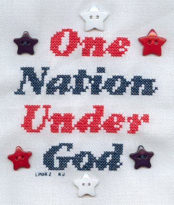 Cross-stitched memorial square by Linda Zuroff