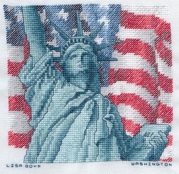 Cross-stitched memorial square by Lisa Boyd