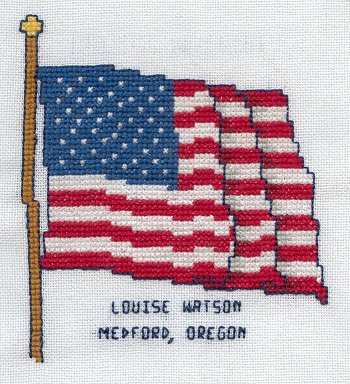 Cross-stitched memorial square by Louise Watson