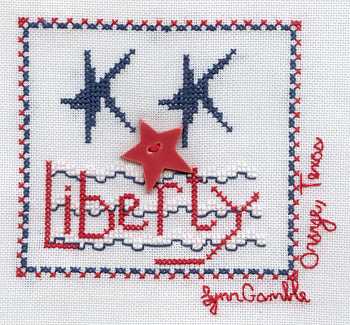 Cross-stitched memorial square by Lynn Gamble