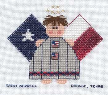 Cross-stitched memorial square by Maria Dorrell