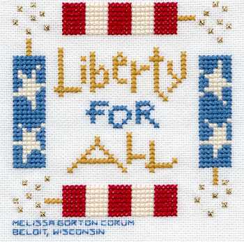 Cross-stitched memorial square by Melissa Corum
